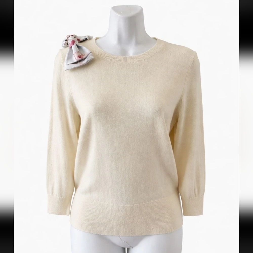 Ted Baker London Elegant Shoulder Floral Bow Binusse Casual Sweater Sz 2.